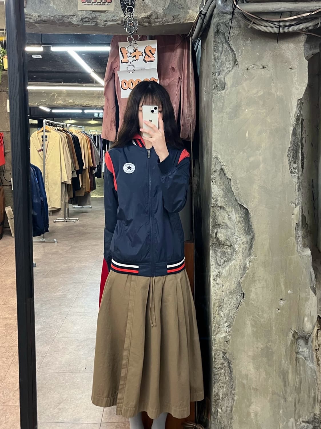 컨버스 배색 후드 바람막이 자켓 네이비 키즈 L #csz3059 상품이미지2