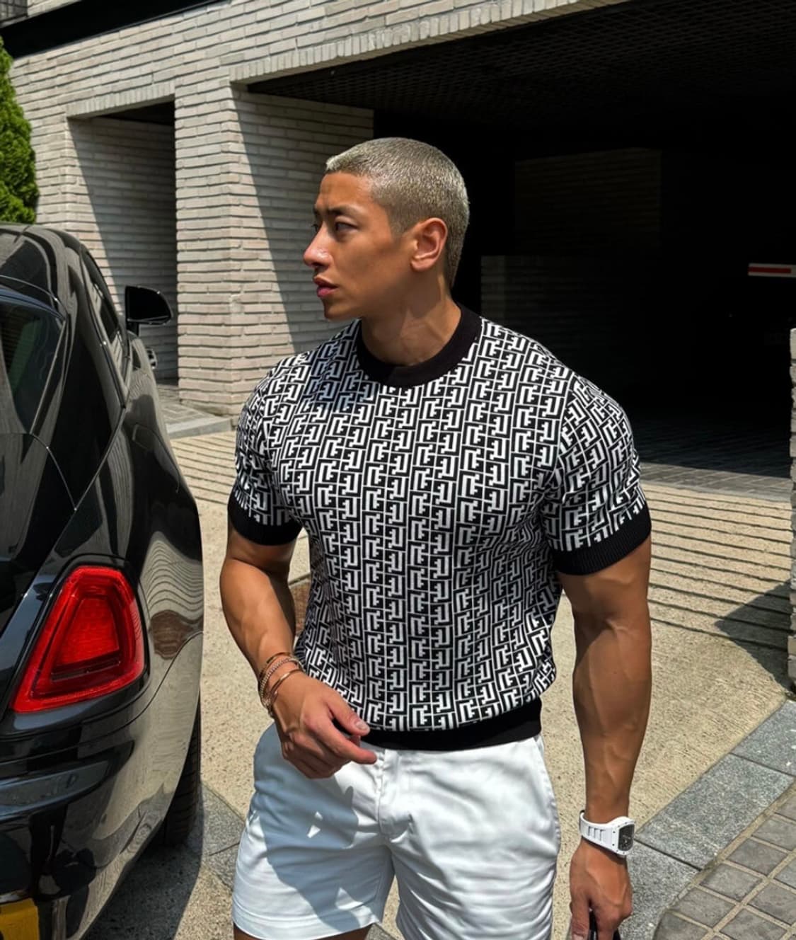 라피나토 자카드 니트반팔 50사이즈 상품이미지1