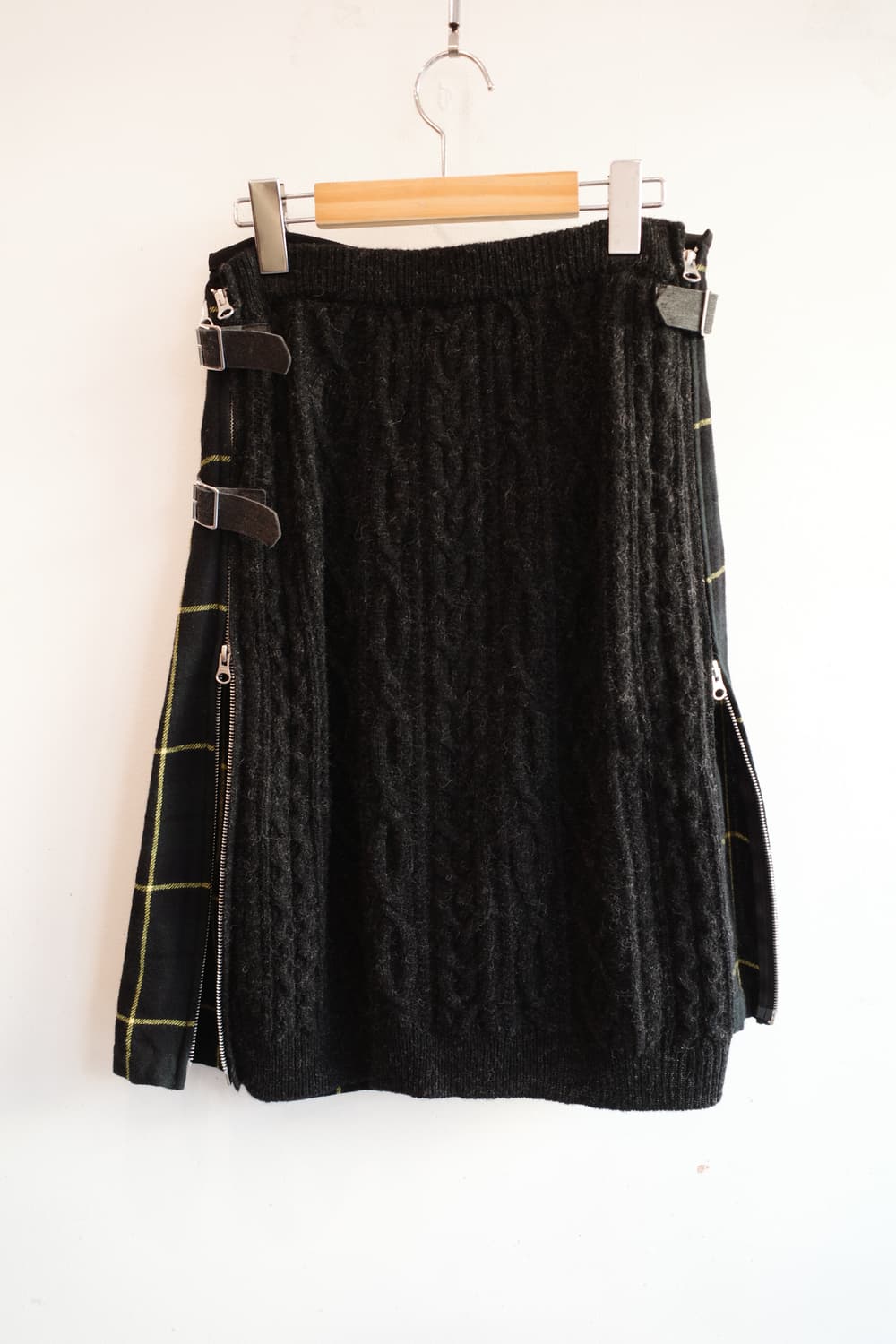 ZUCCA 사이드 집업 투패턴 울 스커트 (28~34인치) 상품이미지3
