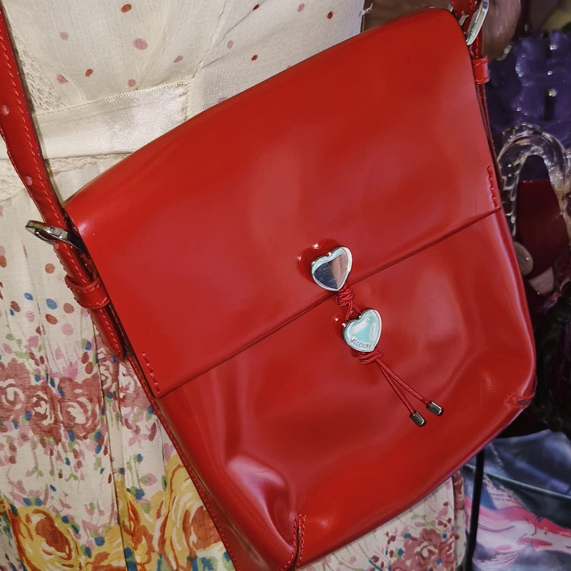 90s 모스키노 카프 레더 벨트 2way 박스백 상품이미지5