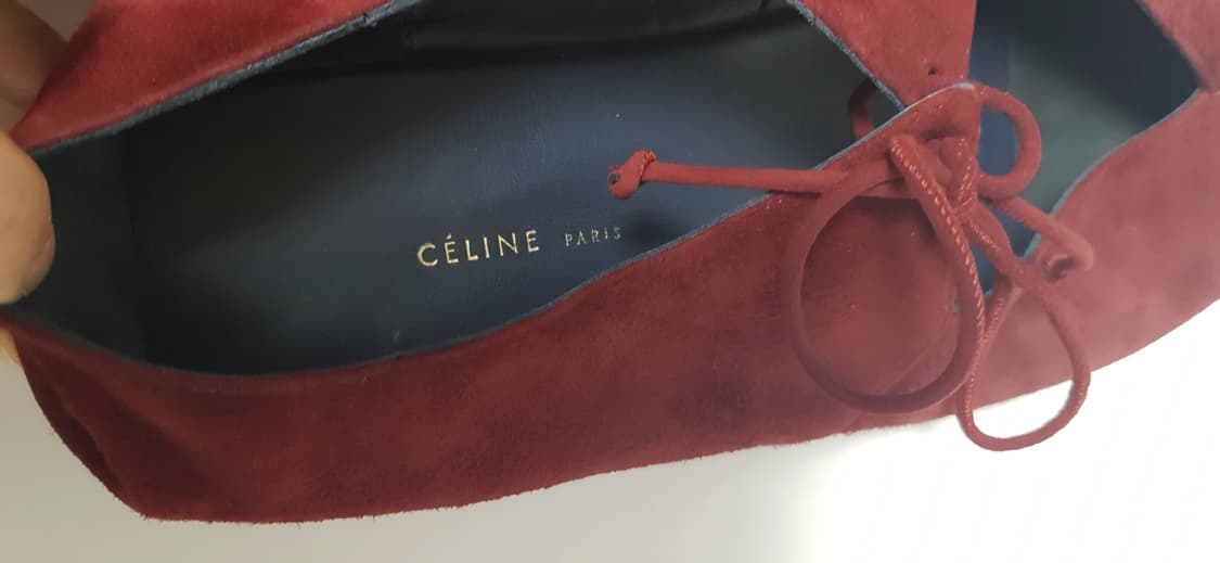 셀린느 CELINE 올드셀린 스웨이드 버건디 바부슈 플랫 상품이미지4