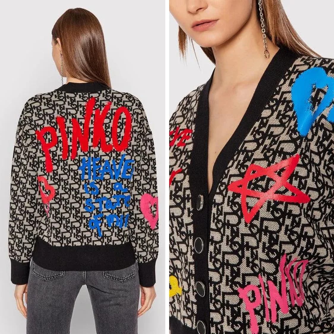 핑코 PINKO 그래피티 로고 자카드 가디건 상품이미지2