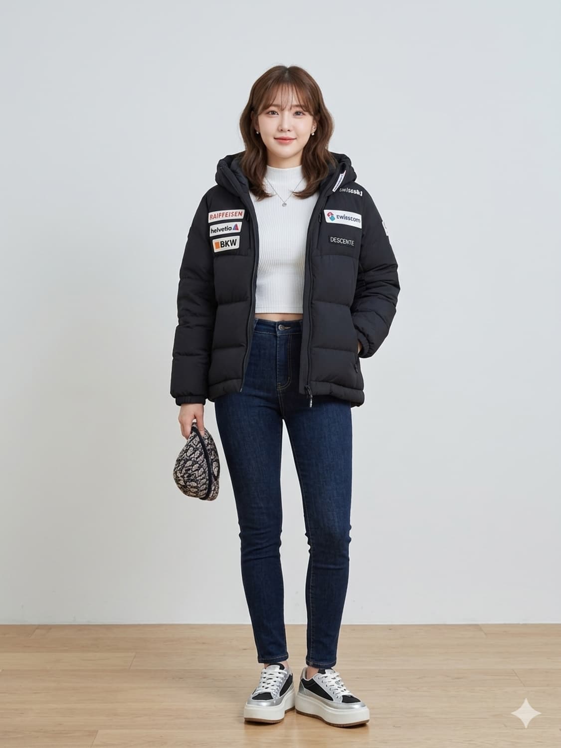 데상트 스위스 스키팀 오리털 숏패딩 상품이미지1