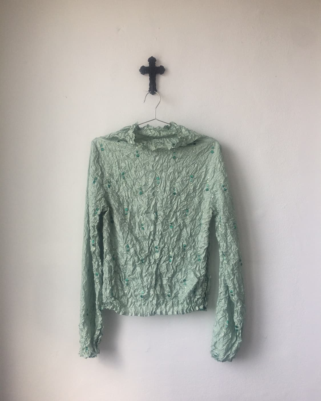 Dot point pleats high neck sleeve 상품이미지2