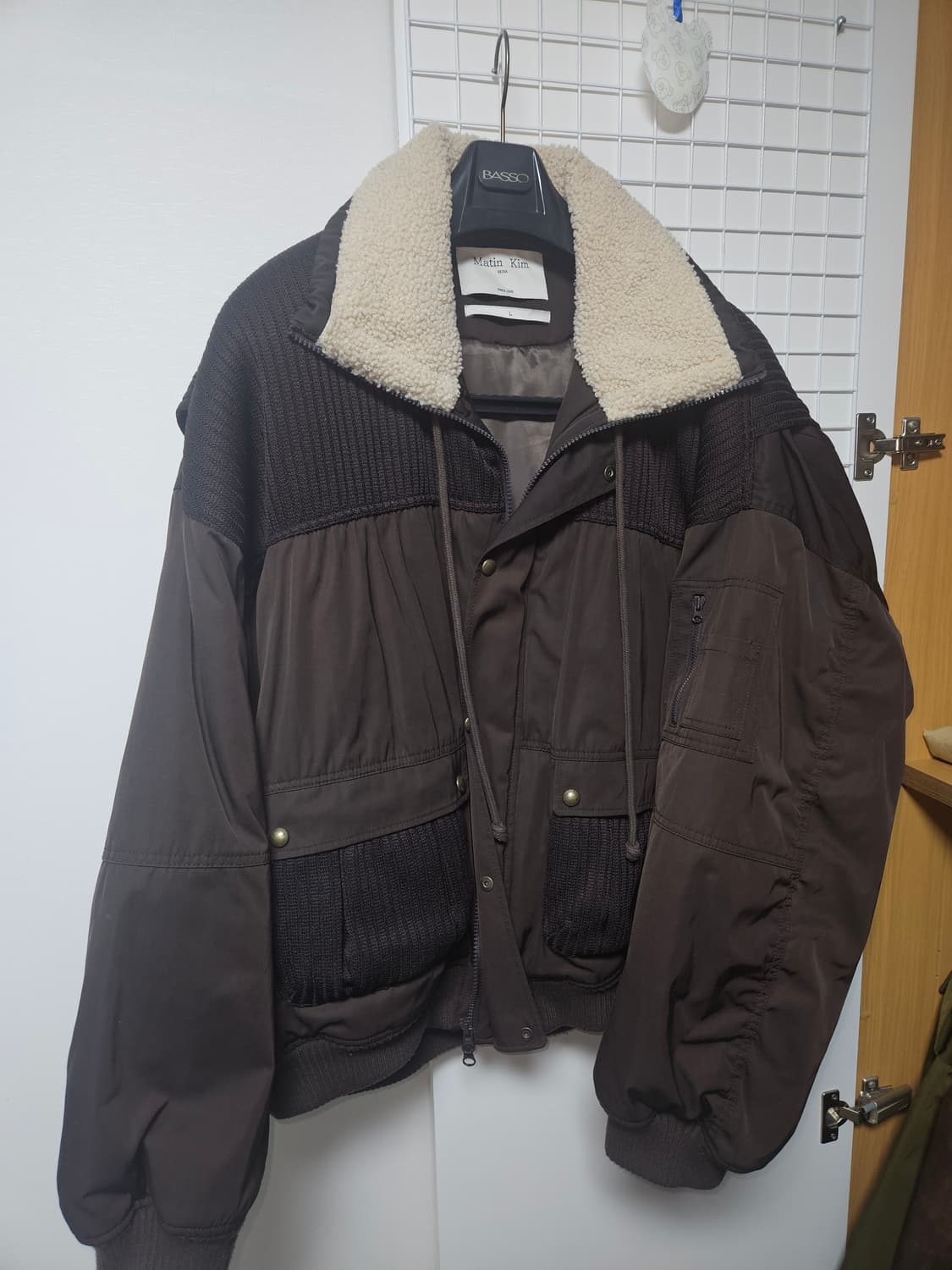 마뗑킴 니트 믹스드 플라이트 점퍼 L 브라운 상품이미지2