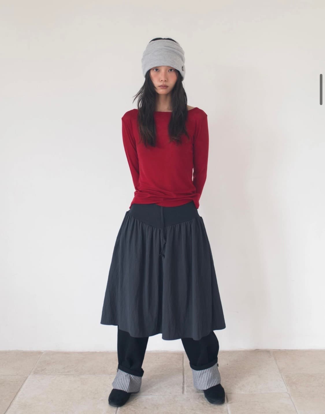 온스카 와이드 코튼 팬츠 (블랙) 상품이미지4