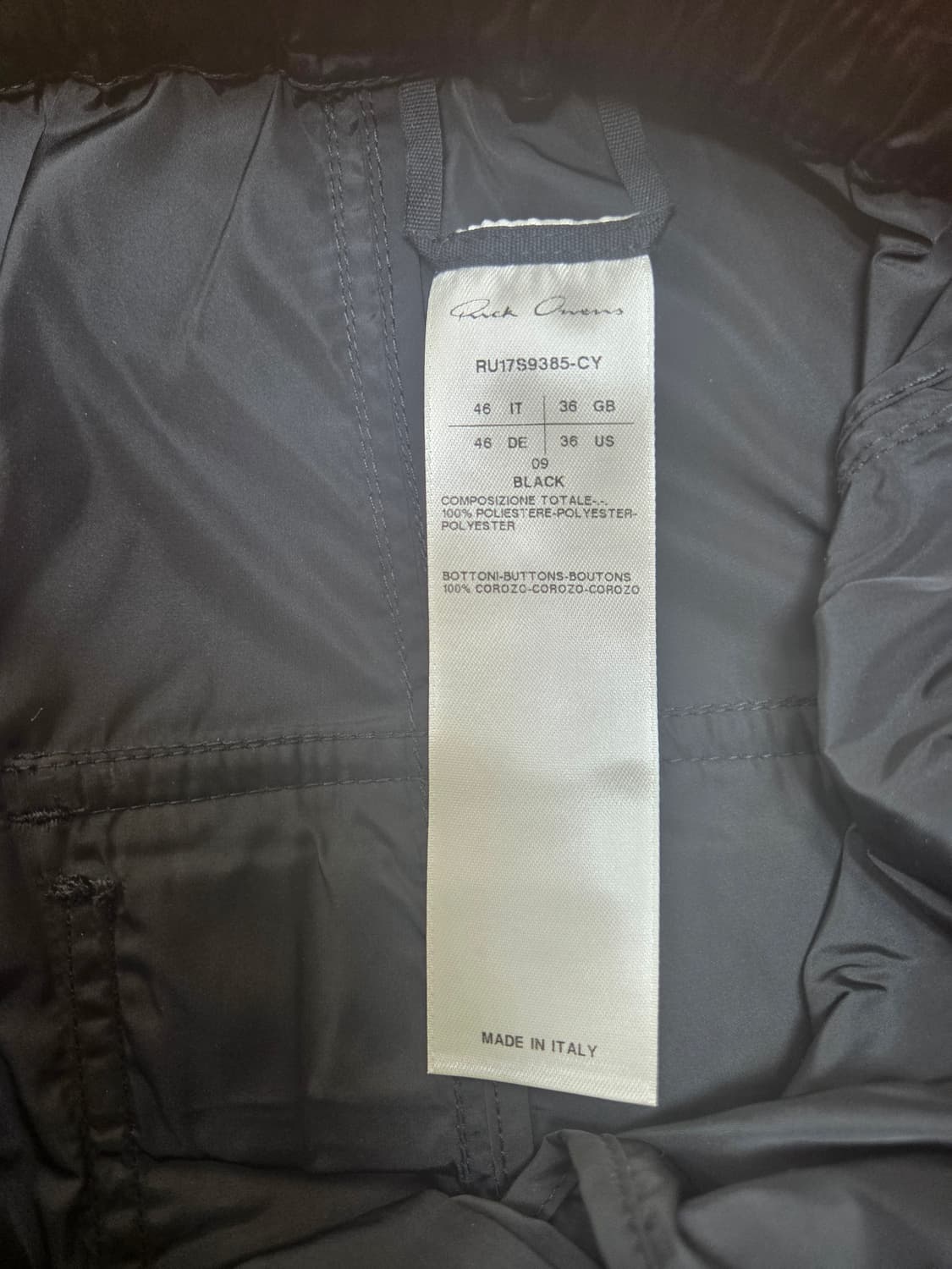 릭오웬스 블랙 드로스트링 카고 팬츠 상품이미지3