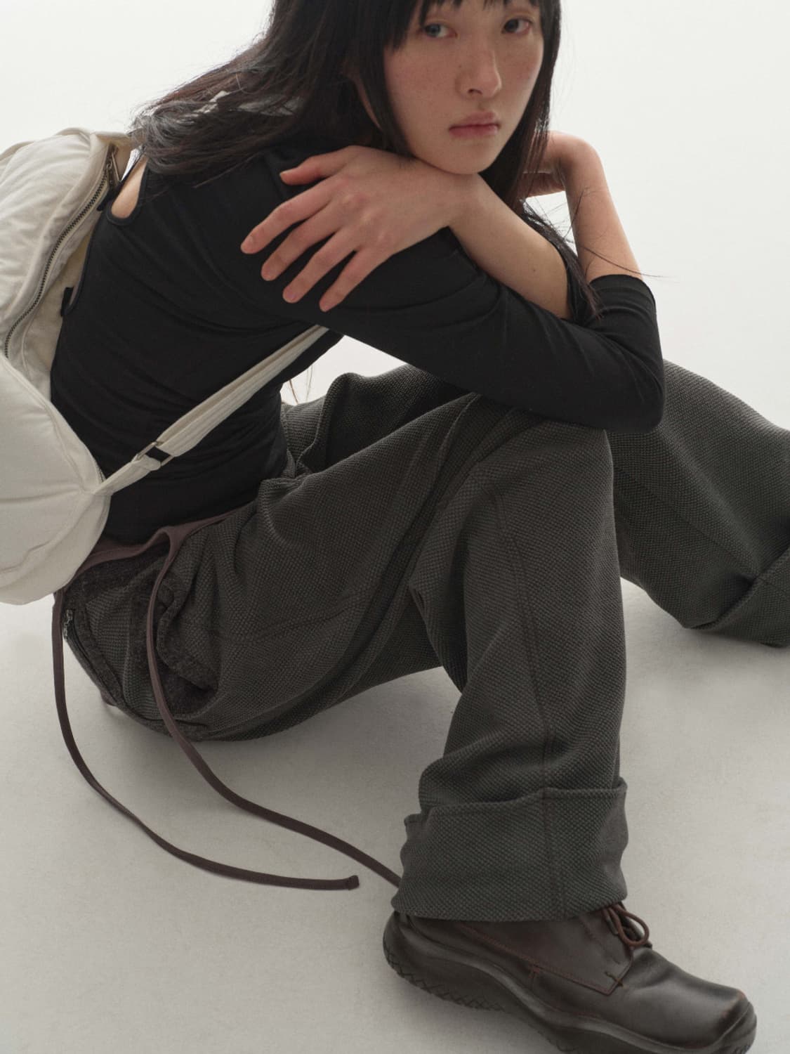 RIBBED BAND PANTS CHARCOAL 상품이미지4