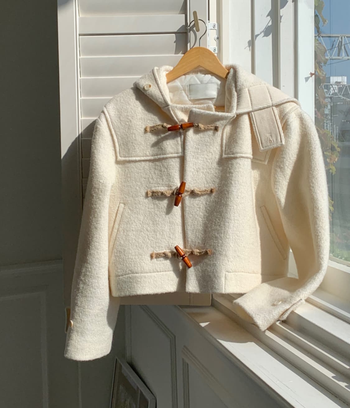 울 태리 더플 떡볶이 숏코트 자켓 상품이미지1