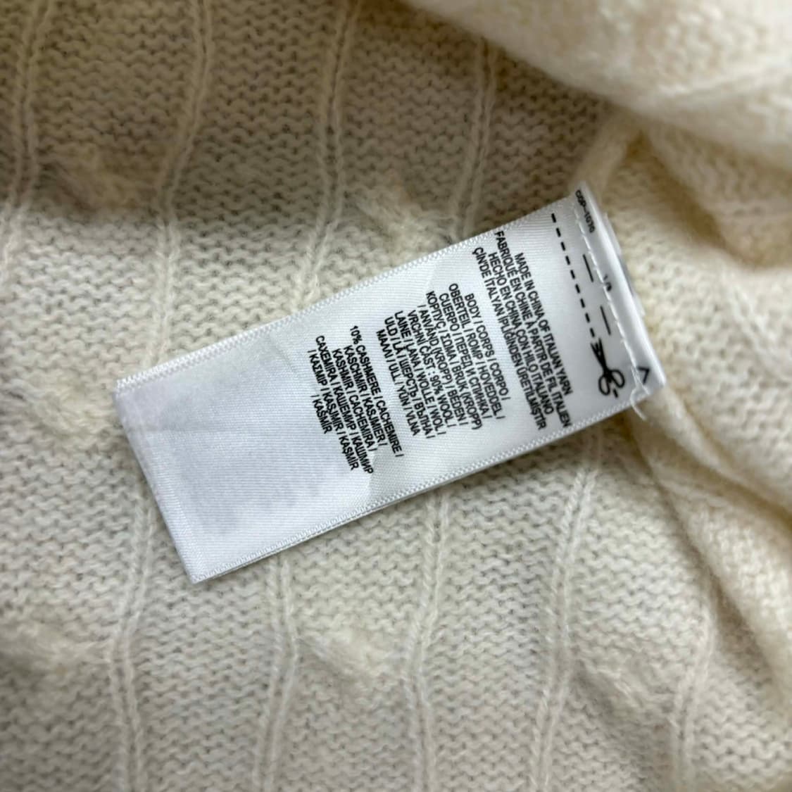 폴로 랄프로렌 핀터깔 아이보리 울 캐시미어 브이넥 걸즈 니트(M) 상품이미지6