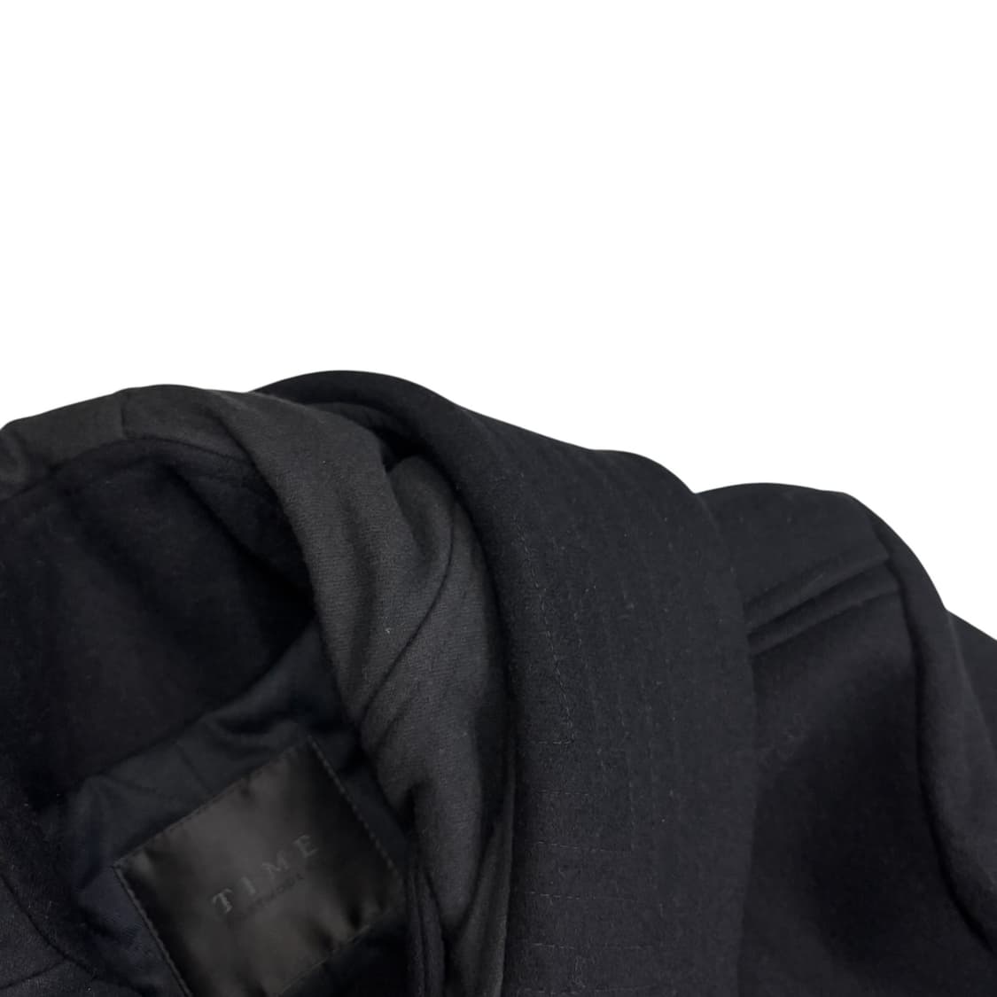 타임 한섬 블랙 양모 캐시미어 후드 코트 상품이미지3