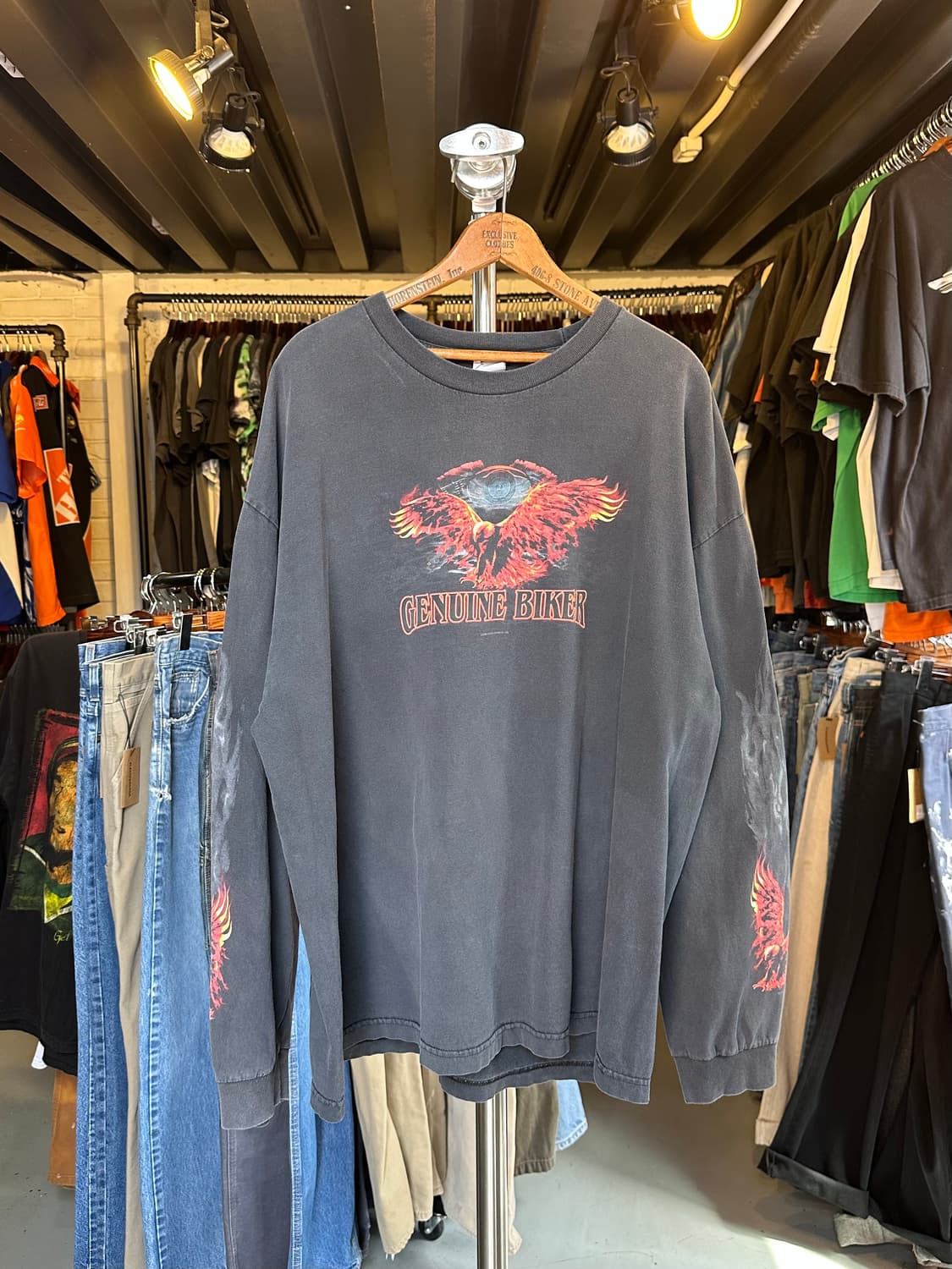 Genuine Biker 페이드 프린팅 롱슬리브 티셔츠 상품이미지1