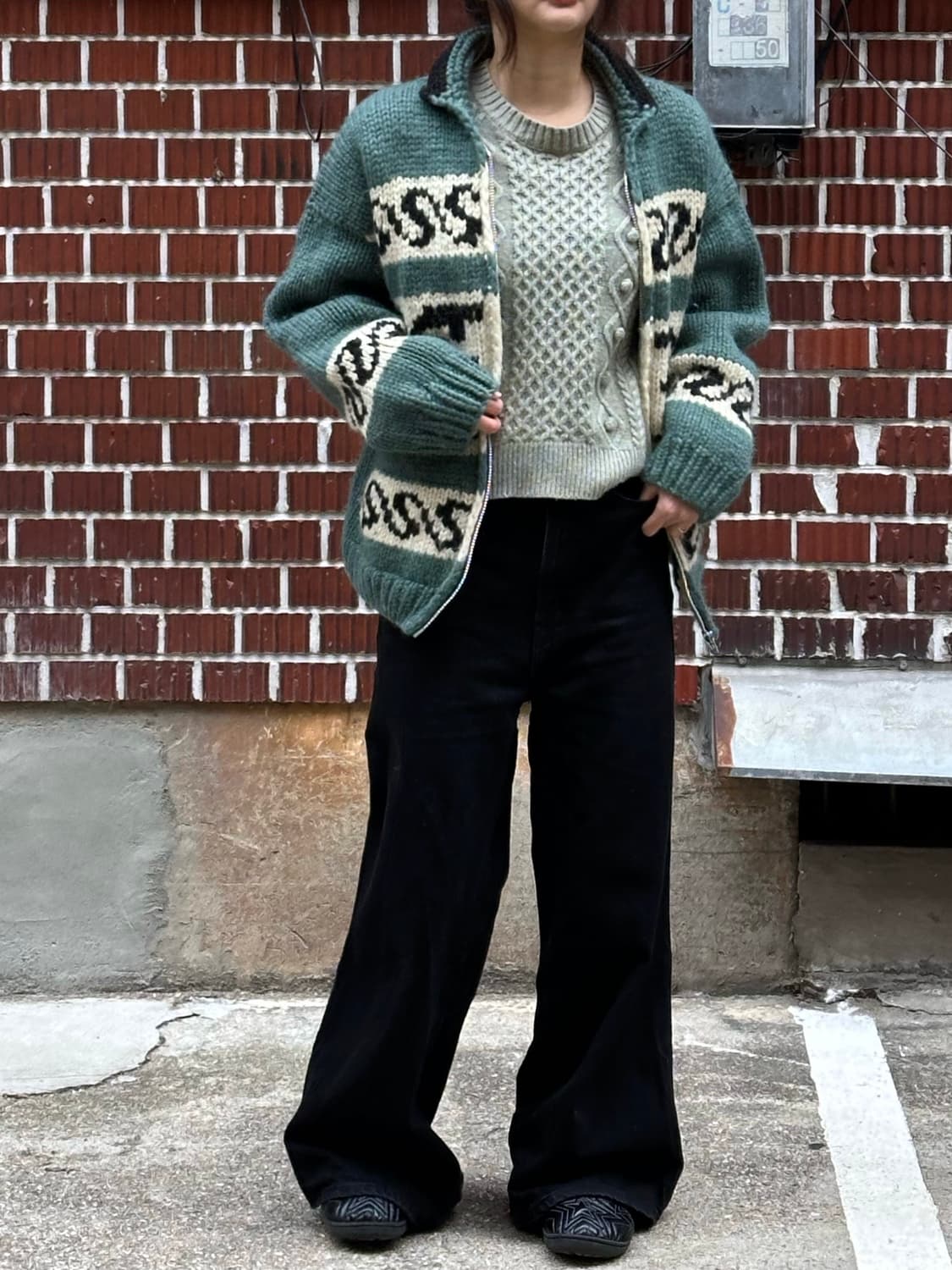 카나타 코위찬 니트 얼스뮤직 폼폼니트 레이어드 코디세트 상품이미지7