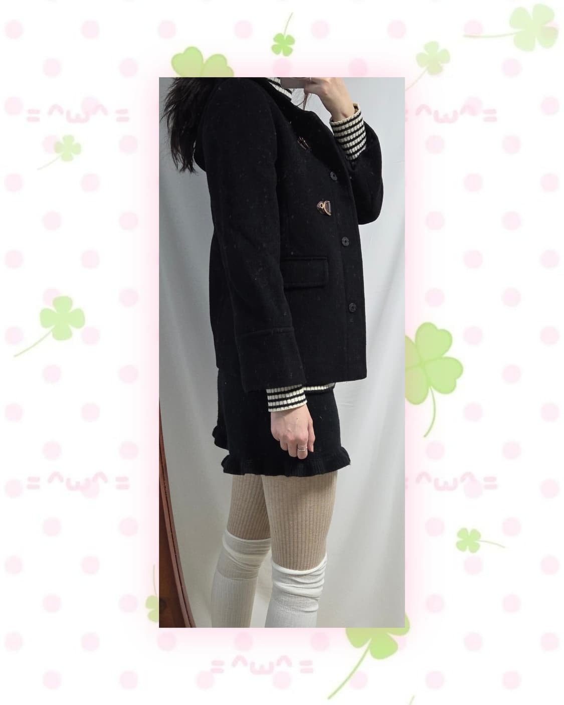 ANYSIS 블랙 울혼방 더플 코트 상품이미지3