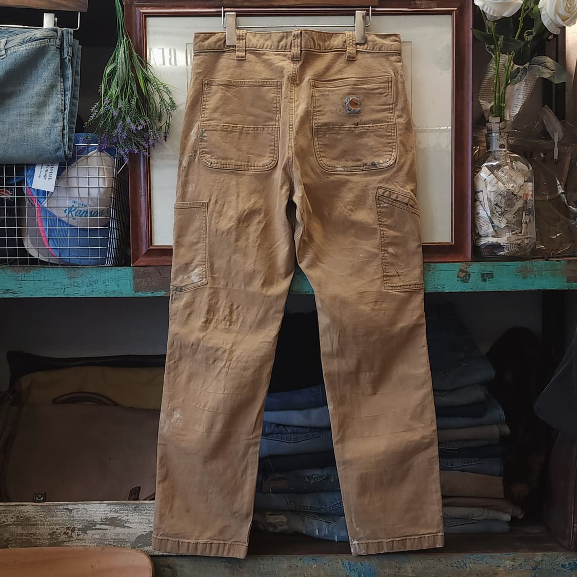 칼하트 워크팬츠 더블니 브라운 유틸리티 팬츠 페인팅 34x32 상품이미지2