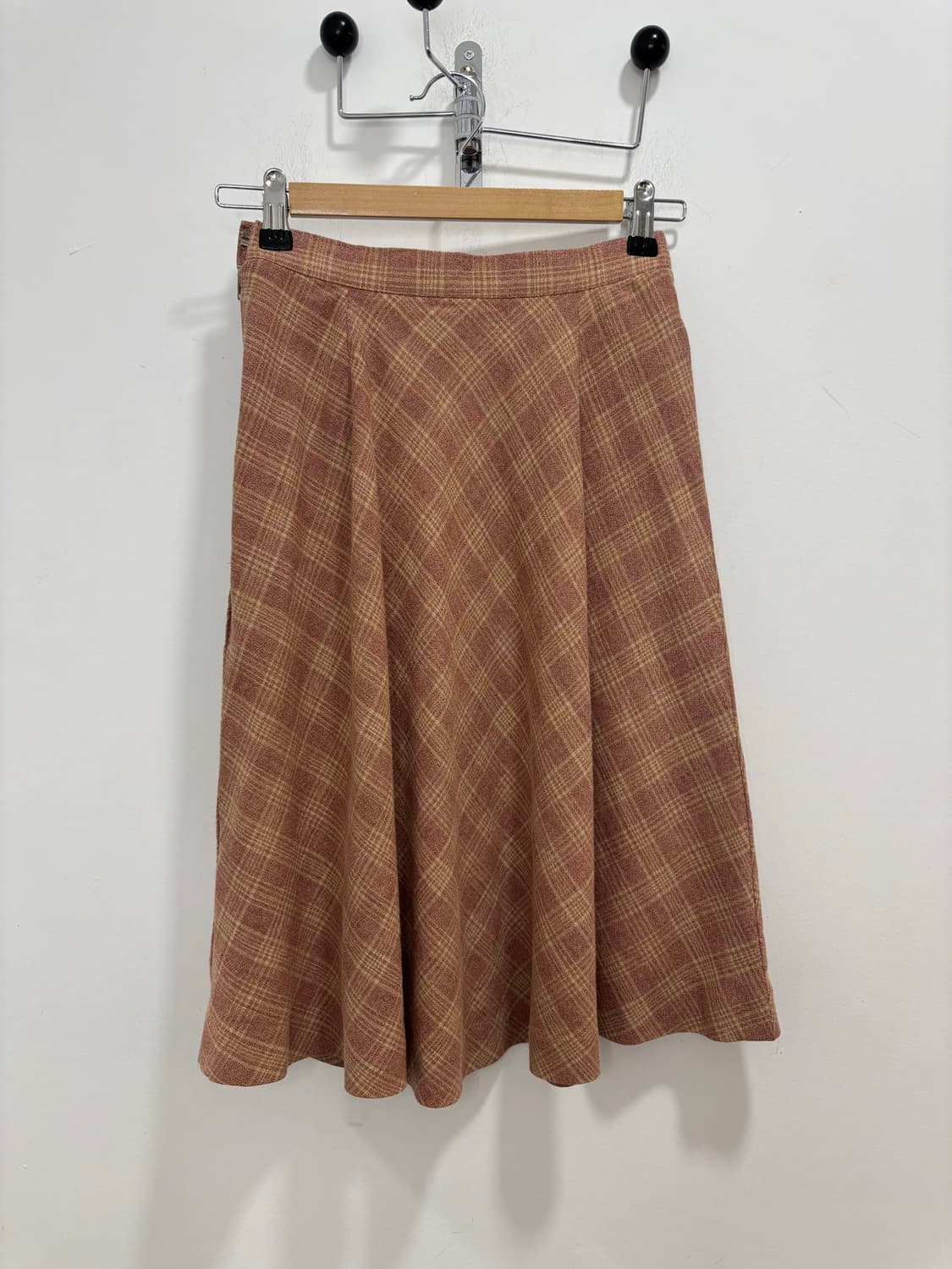 일본 빈티지 핑크 체크 스커트 치마 상품이미지4