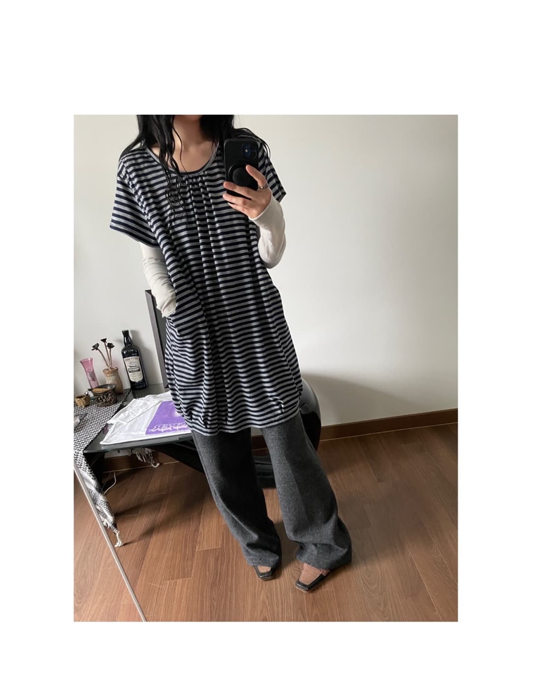 stripe patterned one-piece 상품이미지2