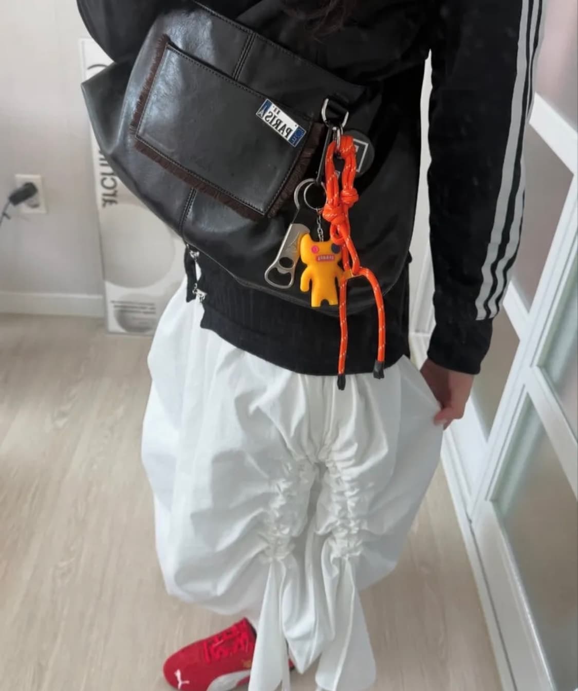 우화 셔링쪼임롱스커트 화이트 상품이미지2