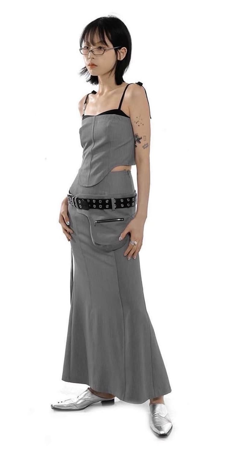 Kashiko 카시코 회색 뷔스티에 탑 상품이미지3