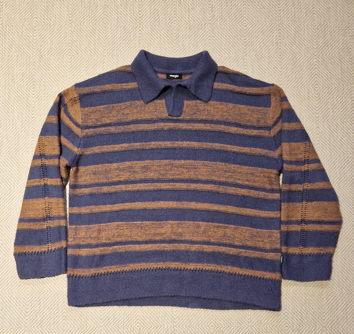 랭글러 카라넥 스트라이프 니트 블루 XL  상품이미지4