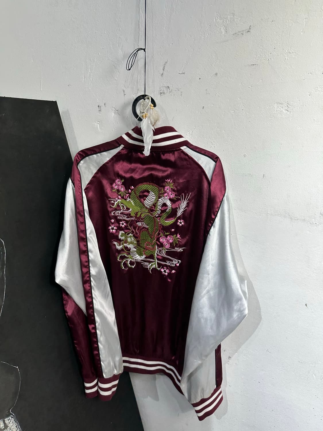 Jpn 일본빈티지 오리엔탈 버건디 용 스카잔 자켓 상품이미지8