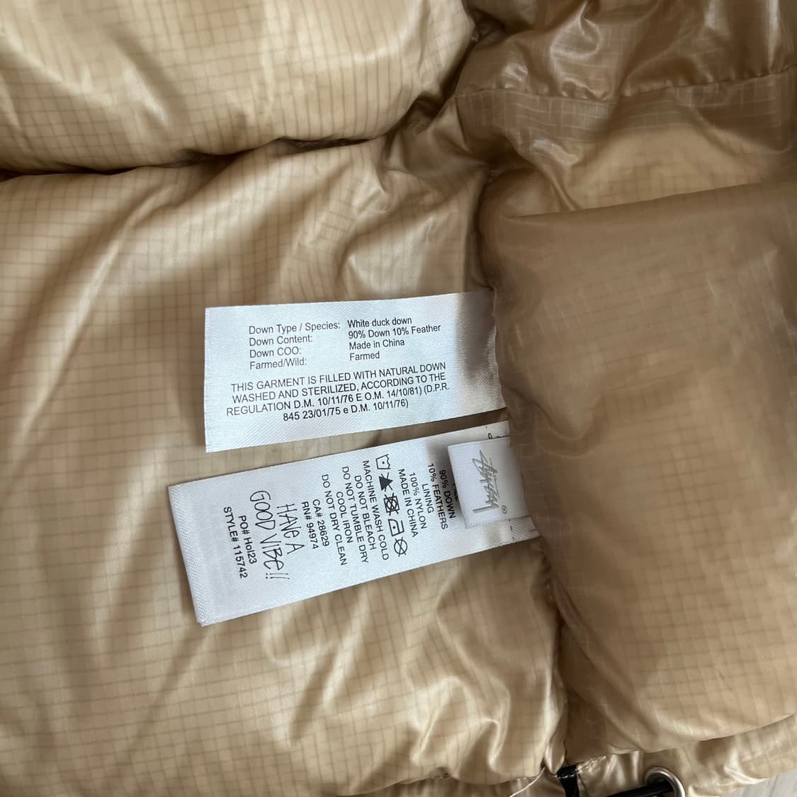 스투시 다운 퍼퍼 파라슈트 립스탑 코요테 L사이즈 상품이미지3