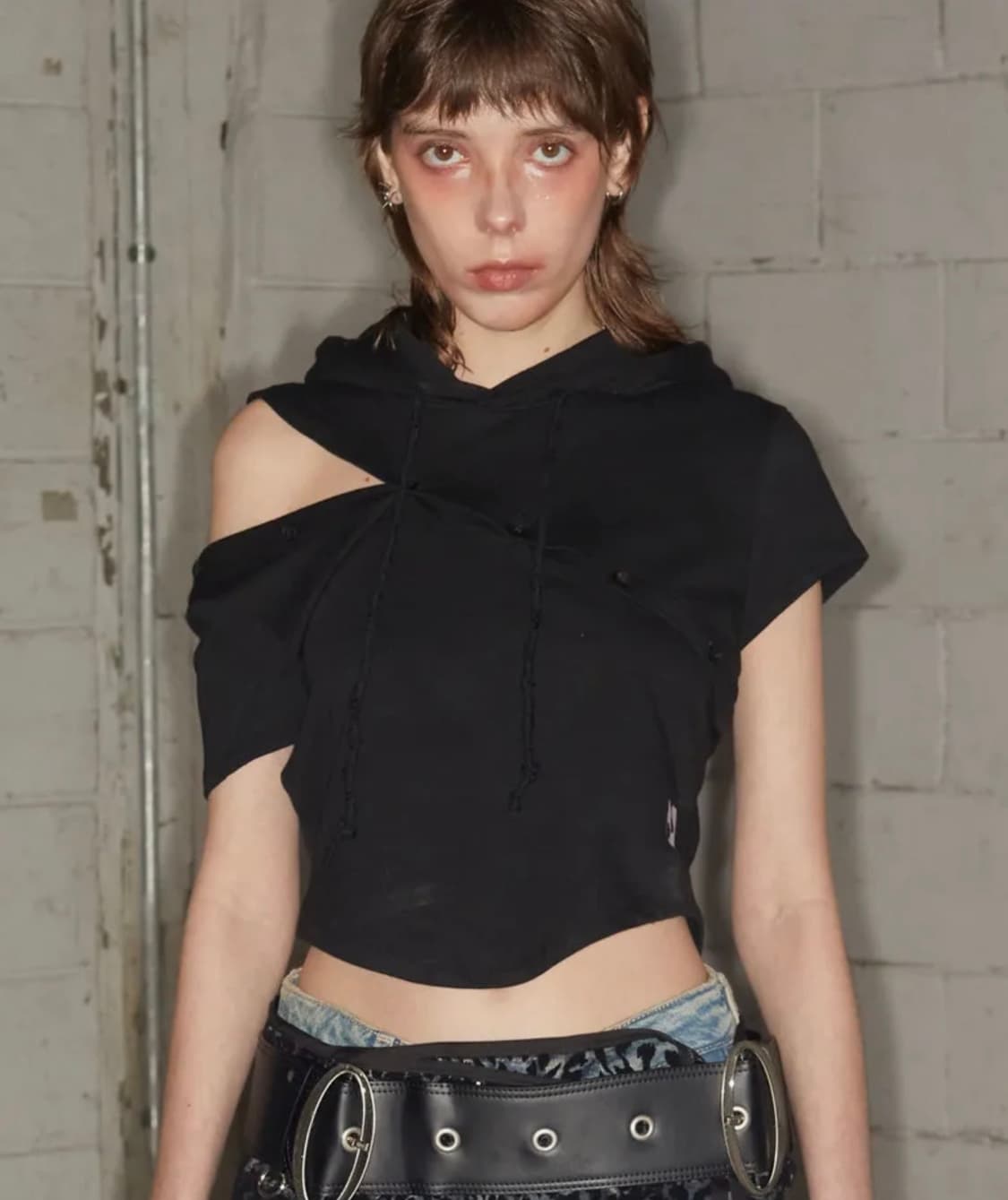 낫노잉 버튼 후드 반팔 상품이미지1