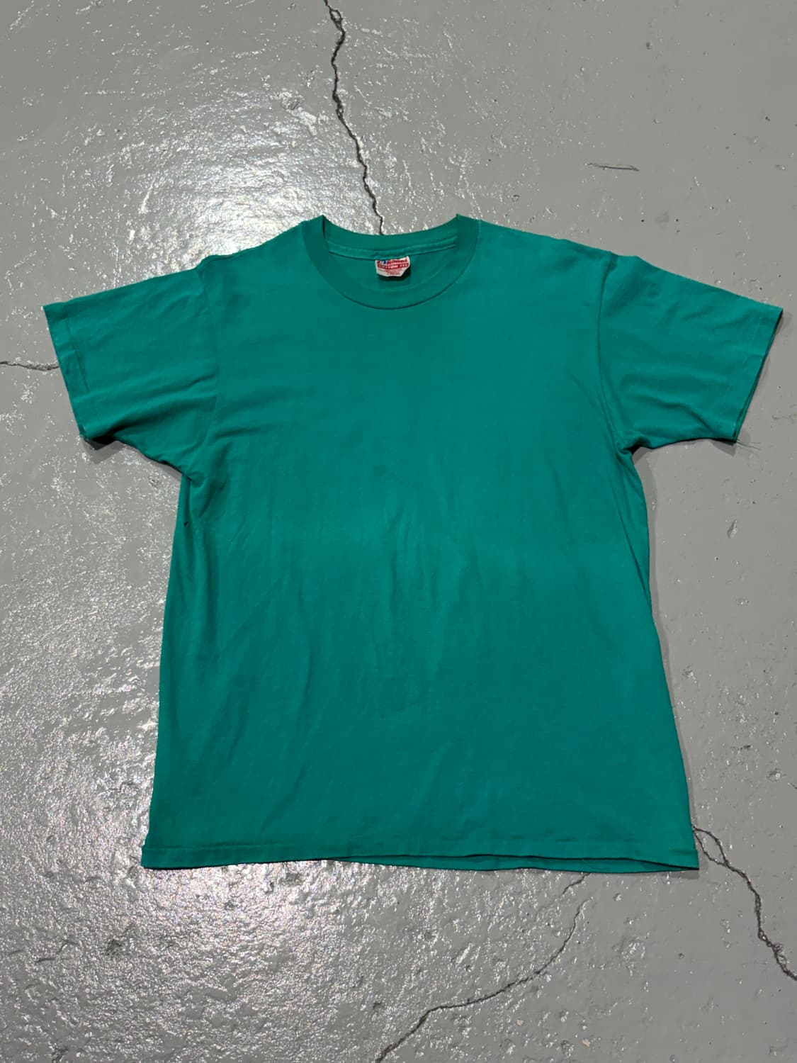 80~90s USA Hanes (헤인즈) 민트색 반팔 티셔츠 싱글 스티치 상품이미지1