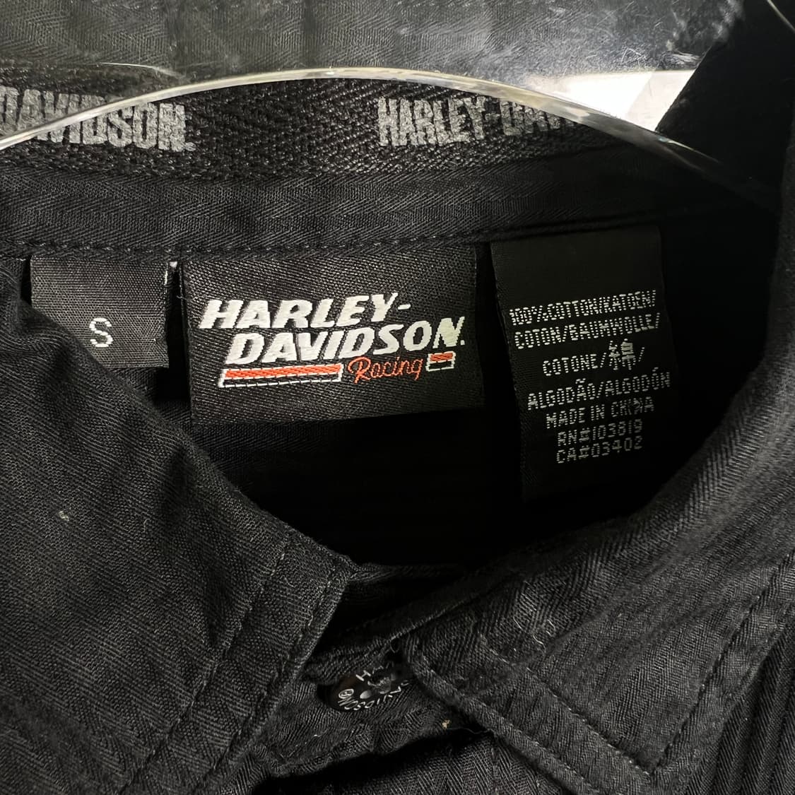 할리데이비슨 스크리밍 이글 블랙 스트라이프 셔츠 S 상품이미지3