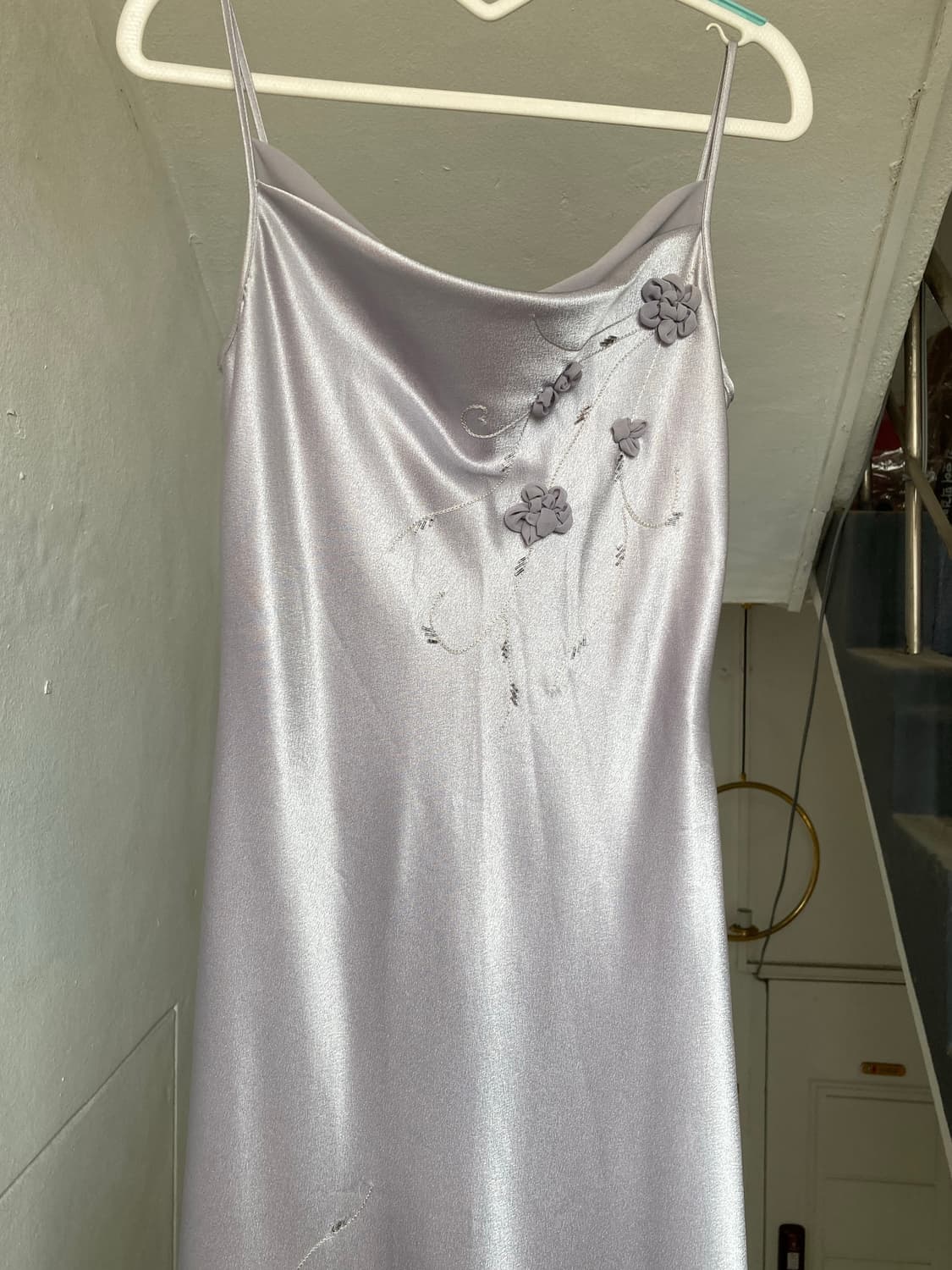 고급미💅 실버 플라워 새틴 파티 드레스 상품이미지2