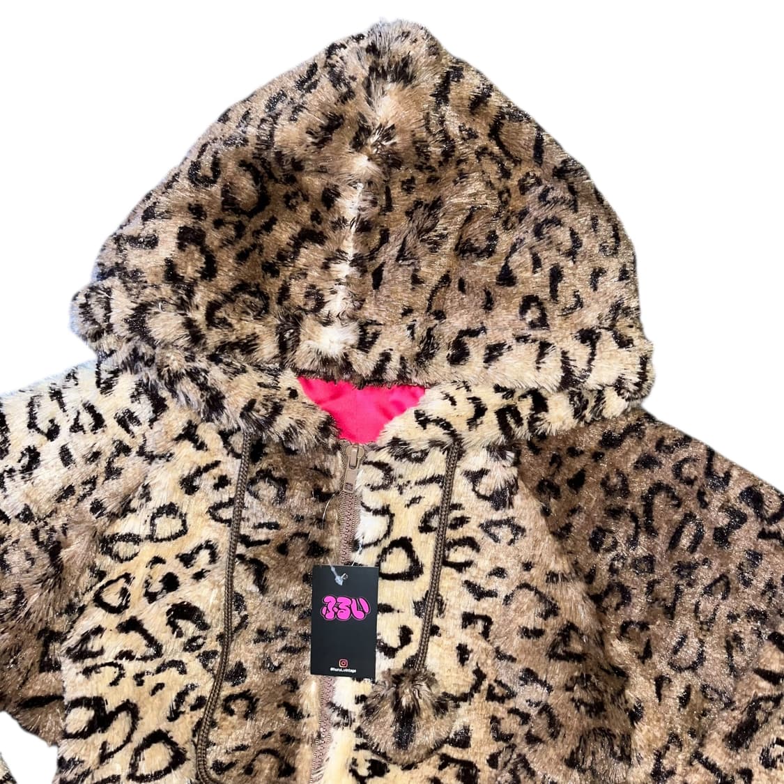 호피패턴 방울 후드후리스양털집업 y2k펑크갸루 상품이미지2