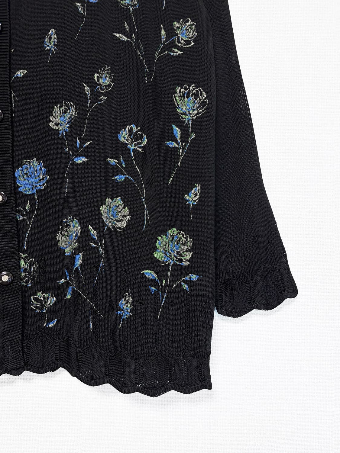 Blue Rose Knit Cardigan - Black 상품이미지6