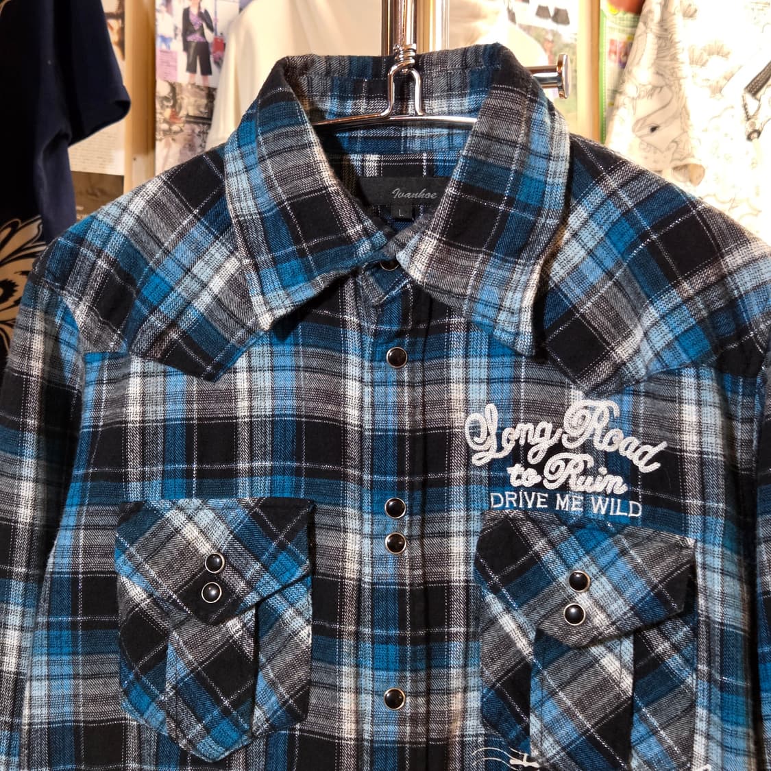 JPN 블루 체크 자수 셔츠 상품이미지3