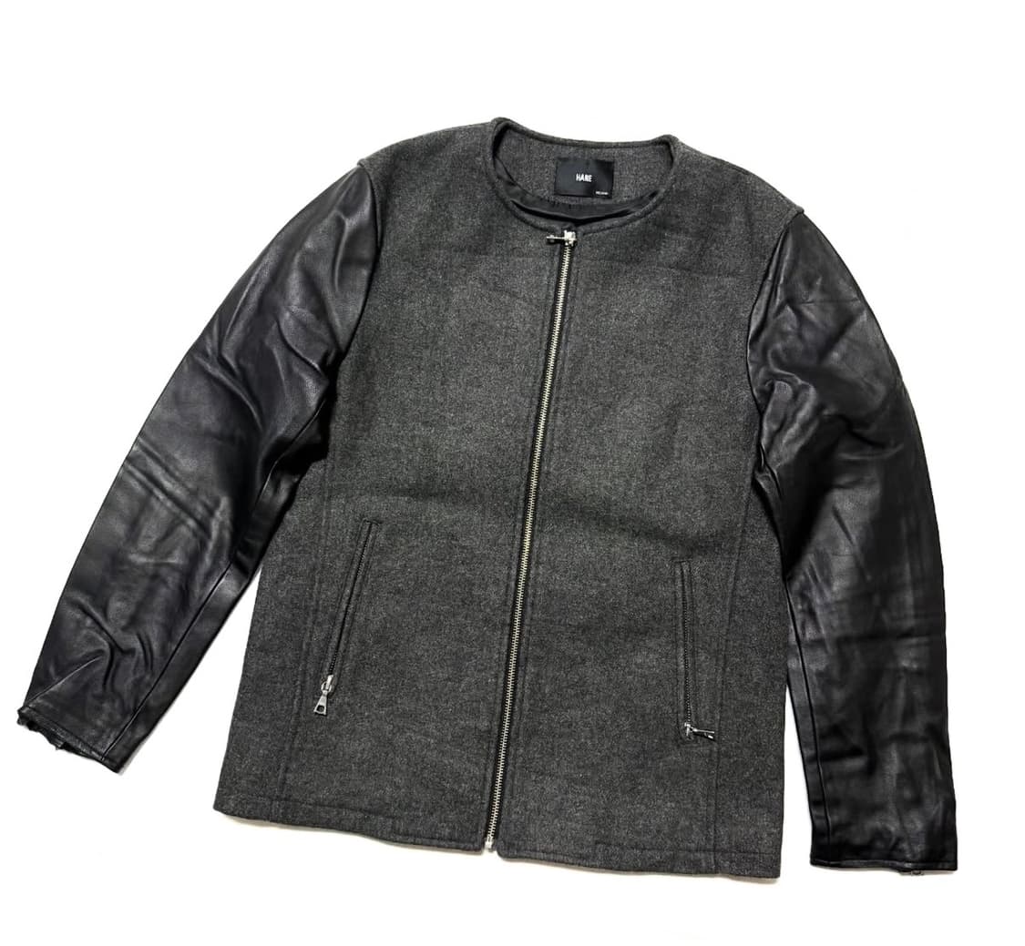 HARE - 레더 슬리브 울 자켓 상품이미지1