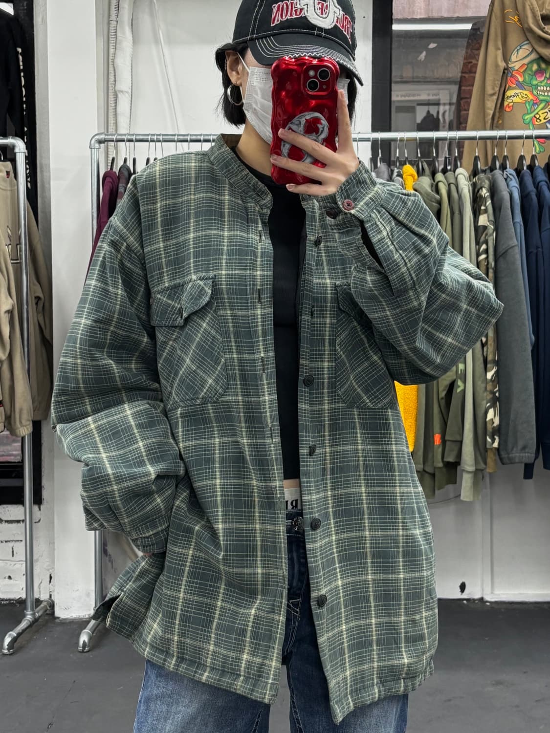 퀵실버 체크 퀄팅 자켓 상품이미지1