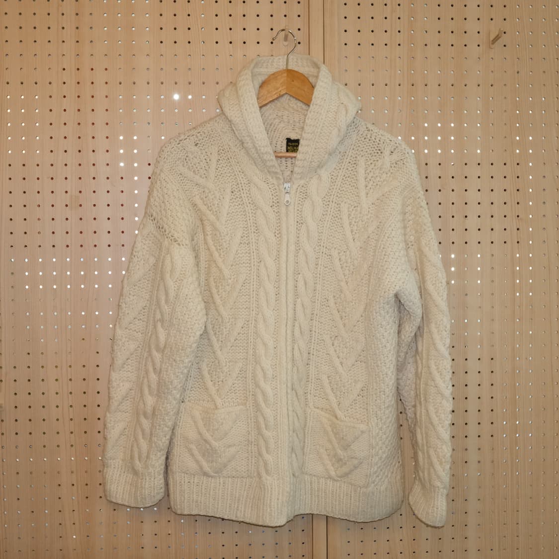 빈티지 핸드메이드 울 후드 니트 집업 상품이미지1