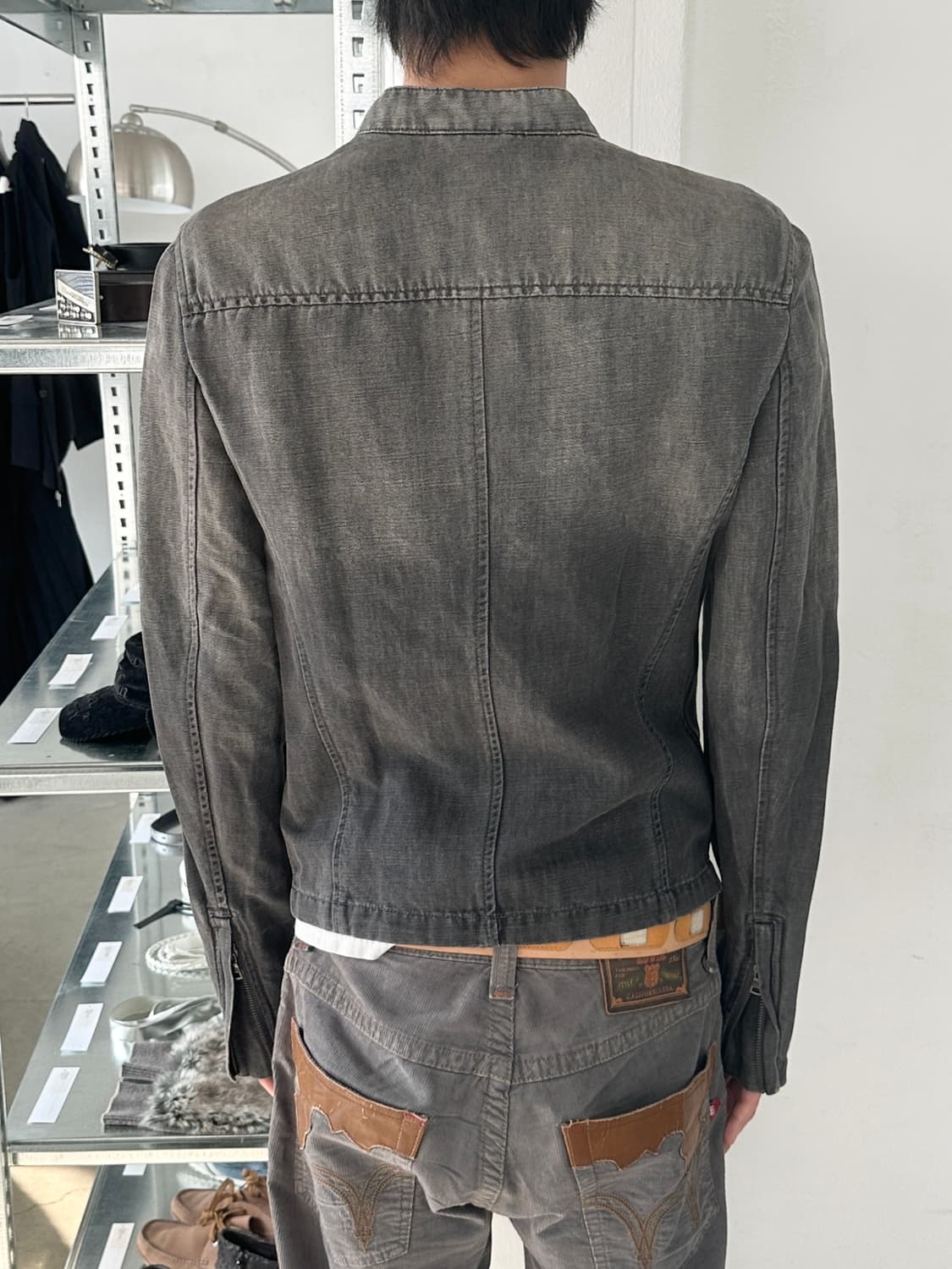 아르마니 투톤 그라데이션 데님 바이커 자켓 상품이미지4