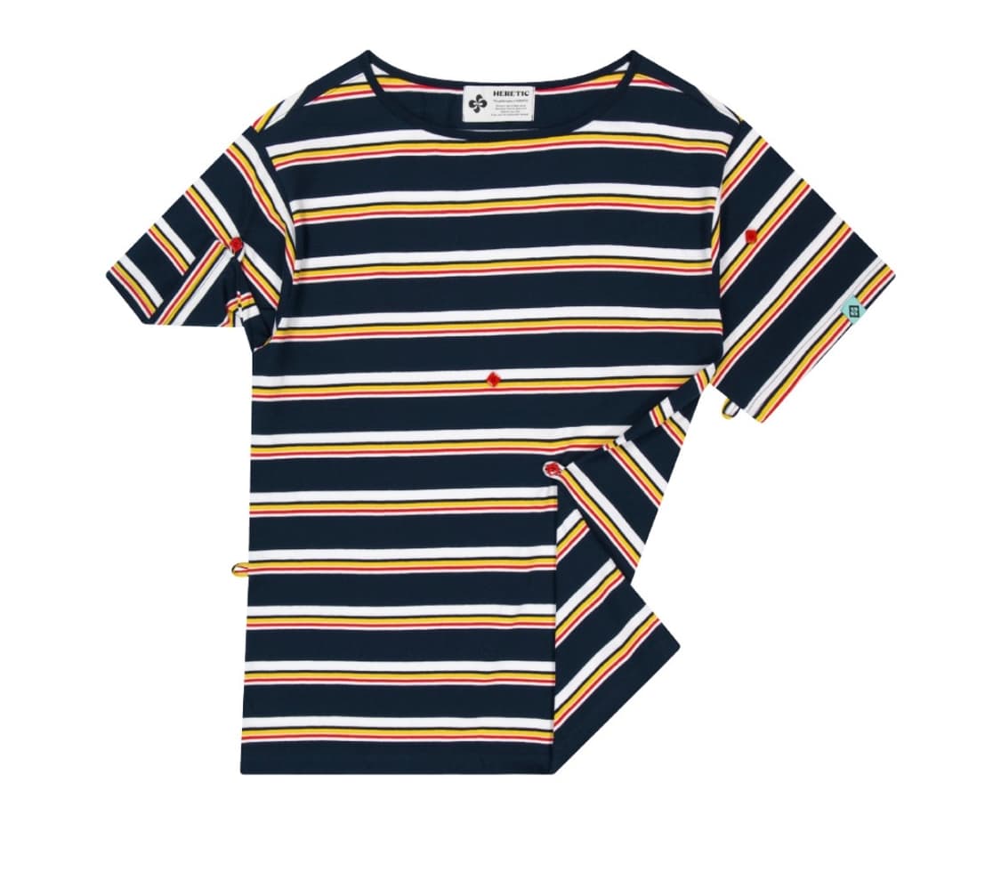헤레틱 BUTTON T-SHIRT / stripe-navy 상품이미지8