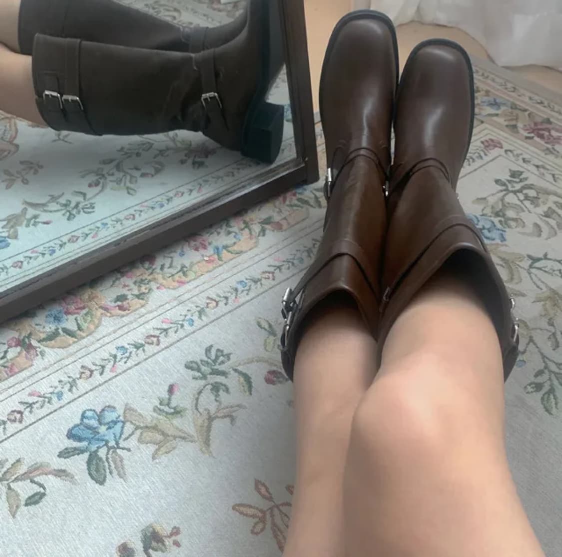 팜므뮤즈 사이드 버클 레더 롱부츠 브라운 245 새상품 상품이미지1