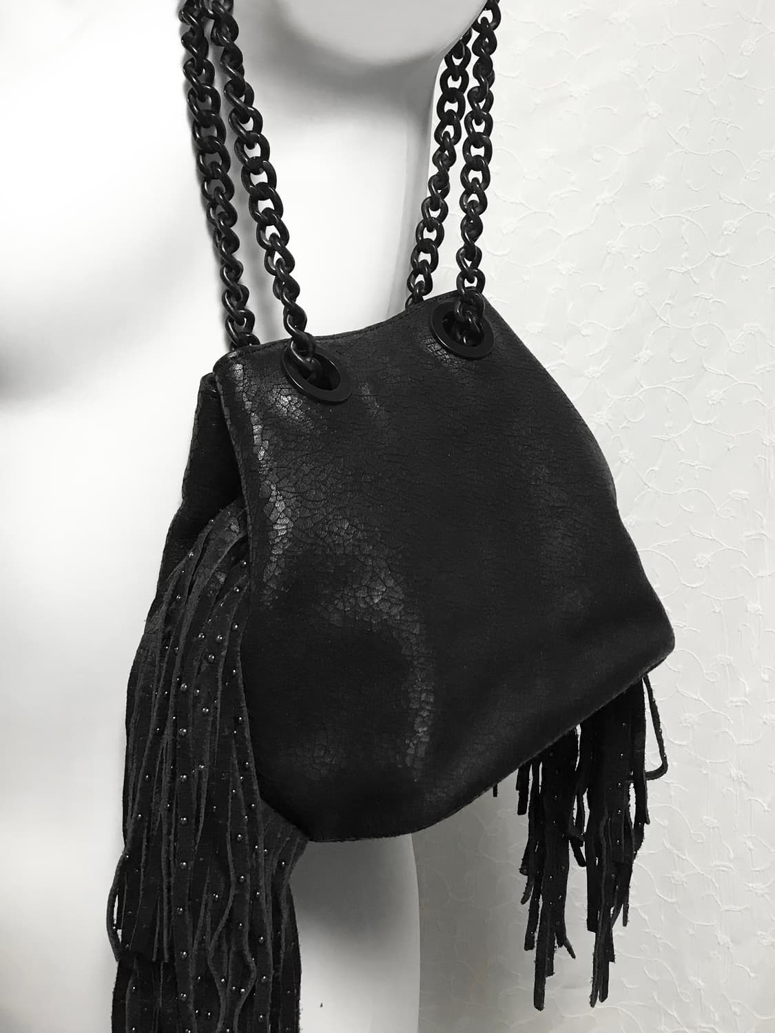 빈티지 스터드 체인 크랙 레더 투웨이 숄더백 가방 상품이미지1