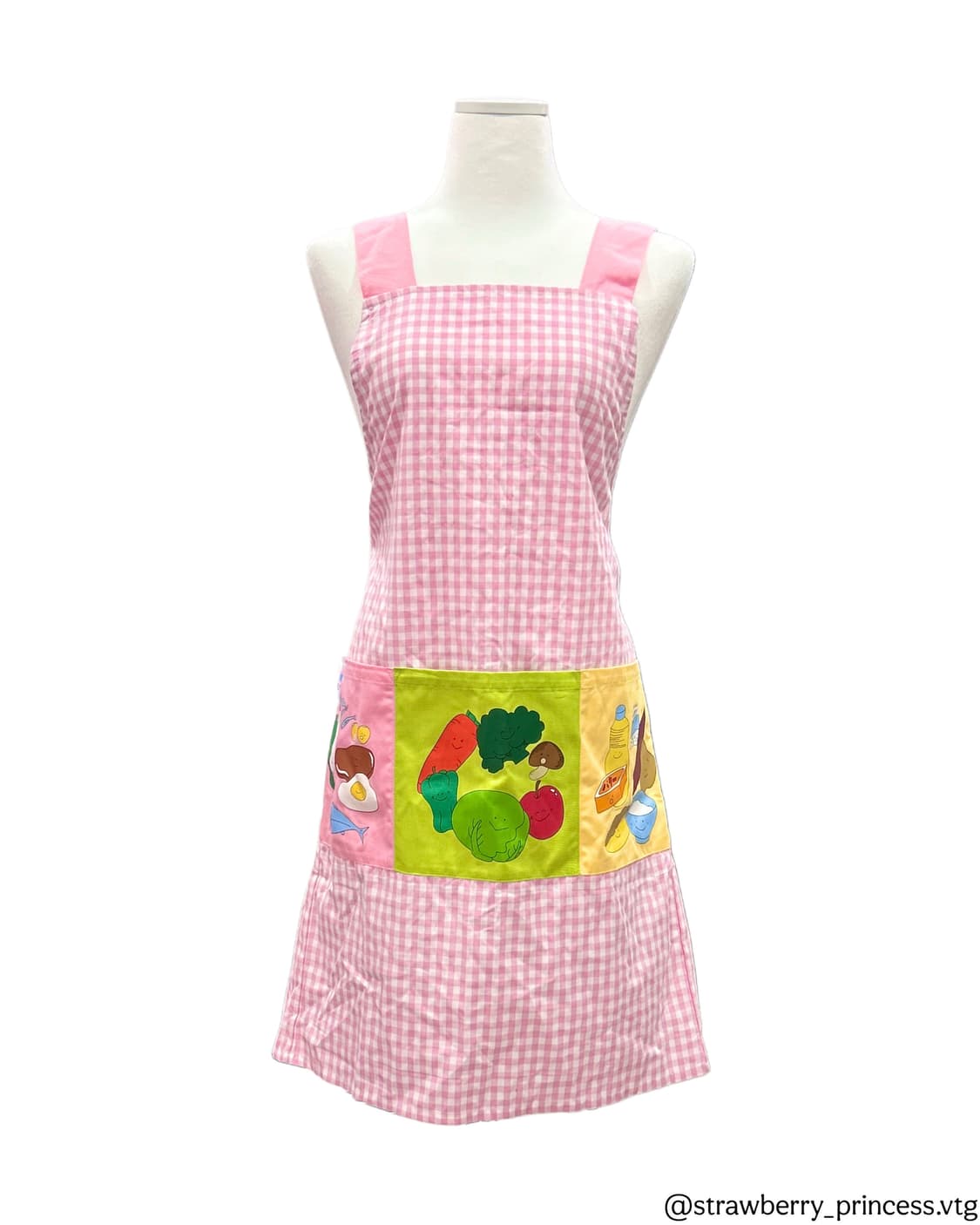 핑크 체크 일본빈티지 앞치마 에이프런 상품이미지4
