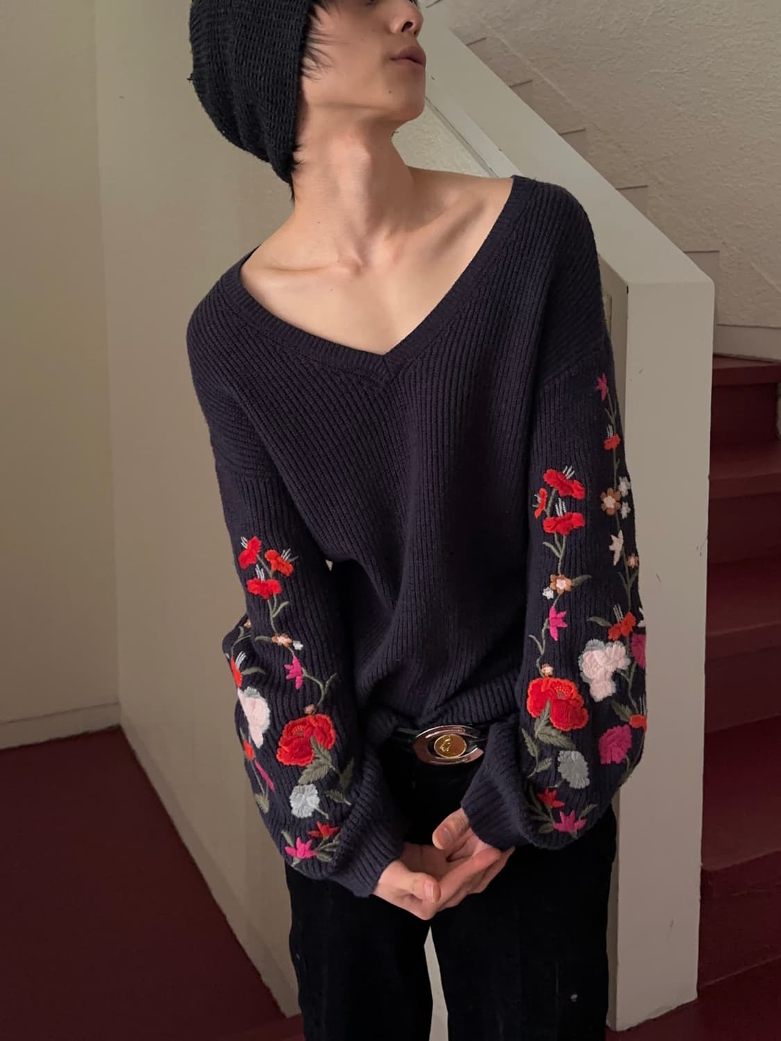 American Eagle Outfitters 로즈 엠브로이더리 니트 상품이미지2