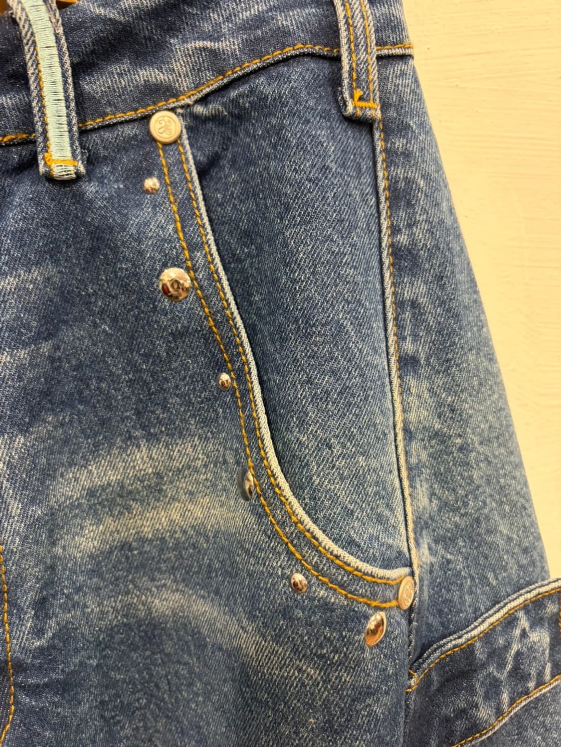 발바닥 프린팅 데님와이드팬츠 상품이미지6