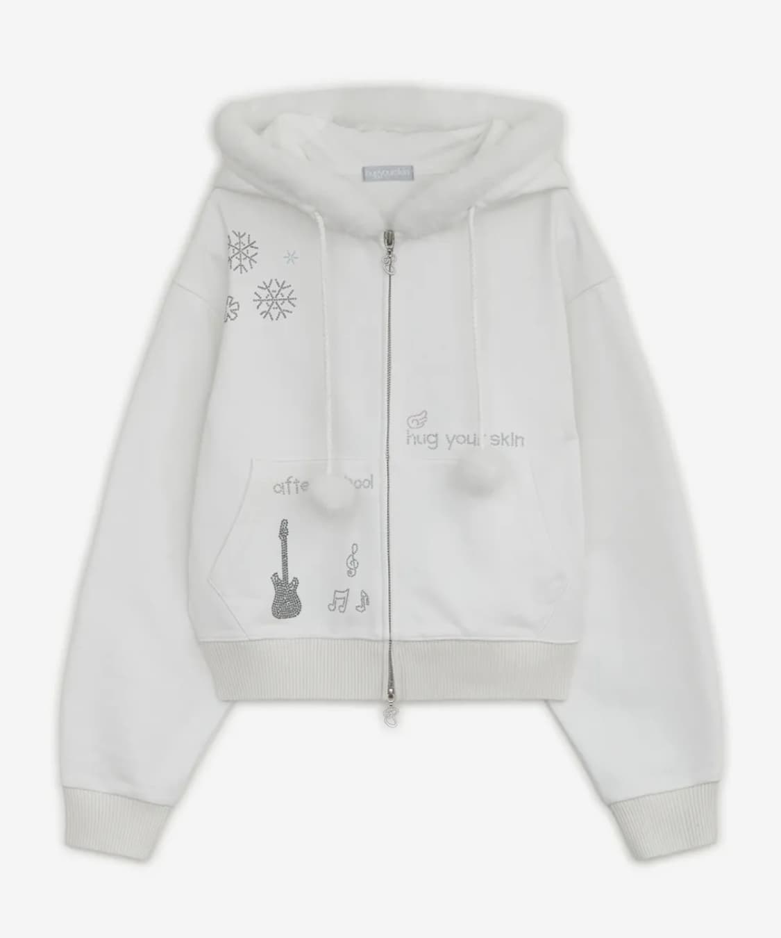 허그유어스킨 핫픽스 퍼 후드집업 화이트 새상품 상품이미지1