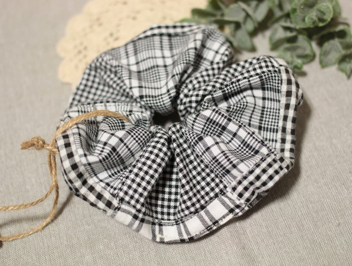 핸드메이드 체크 스크런치 3개세트 상품이미지6