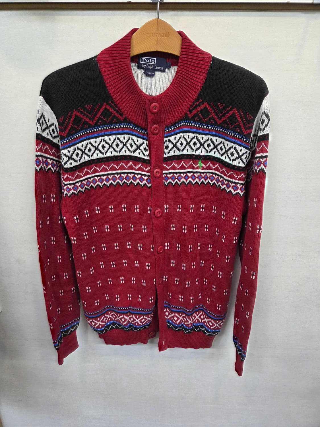 폴로랄프로렌 형광포니 인디언패턴 가디건 L 상품이미지1