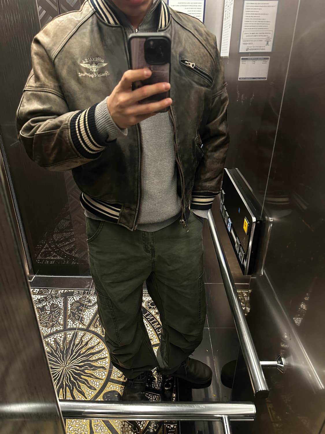 아비렉스 avirex 90s 아이콘 에이징 바시티 레더자켓 상품이미지1