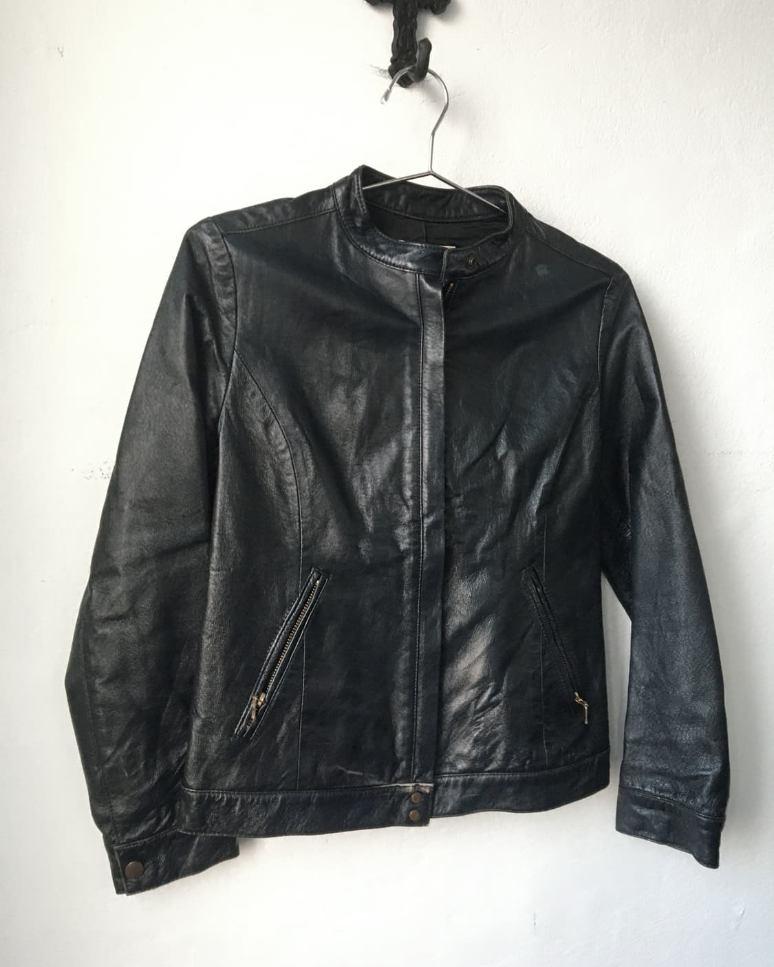 High neck leather jacket 상품이미지3