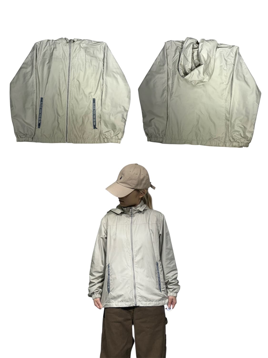 엘레쎄 라이트 그레이 후드 바람막이 자켓 L 상품이미지1