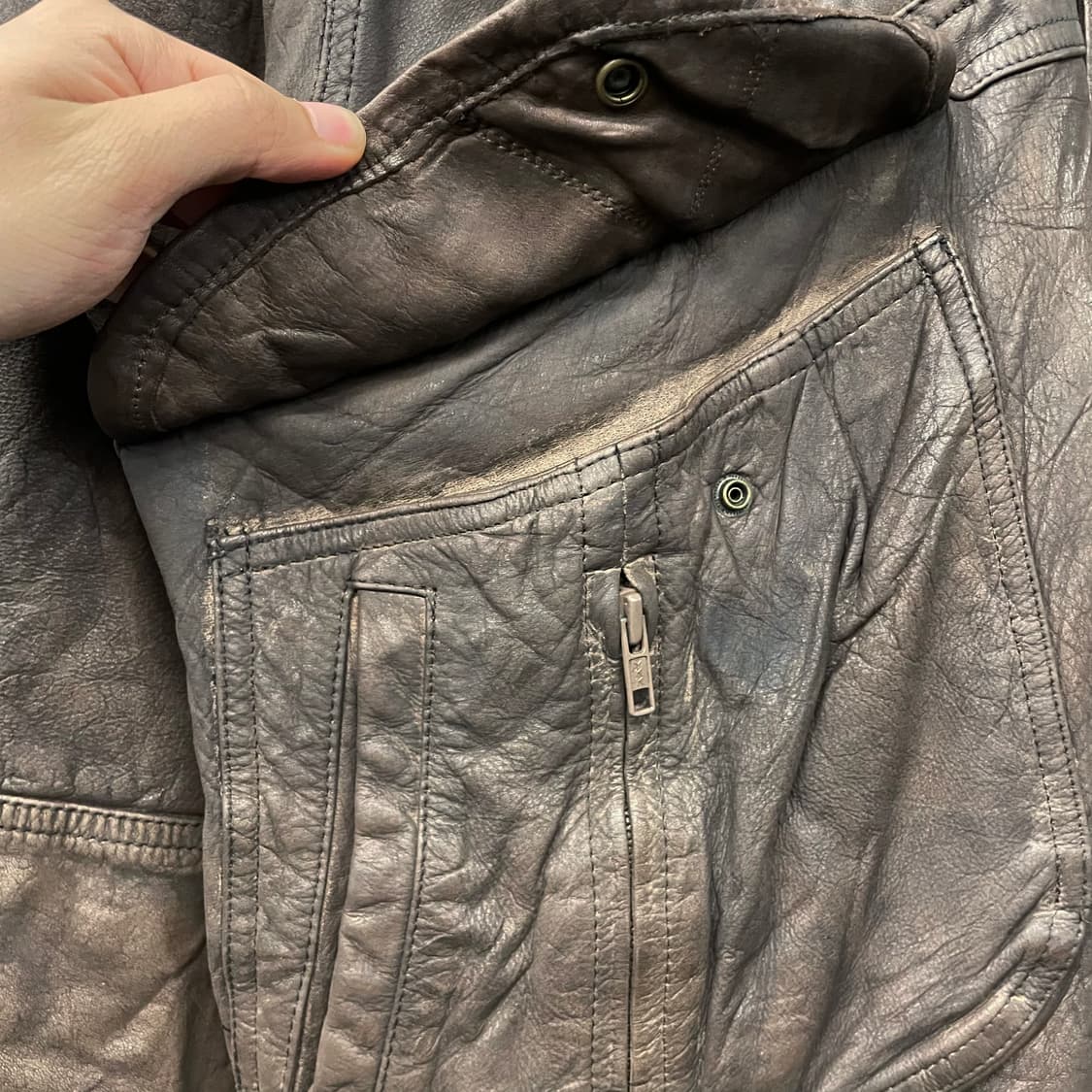 90s MONTES 레더 웨어 레이싱 패치 리얼 레더 자켓 상품이미지6